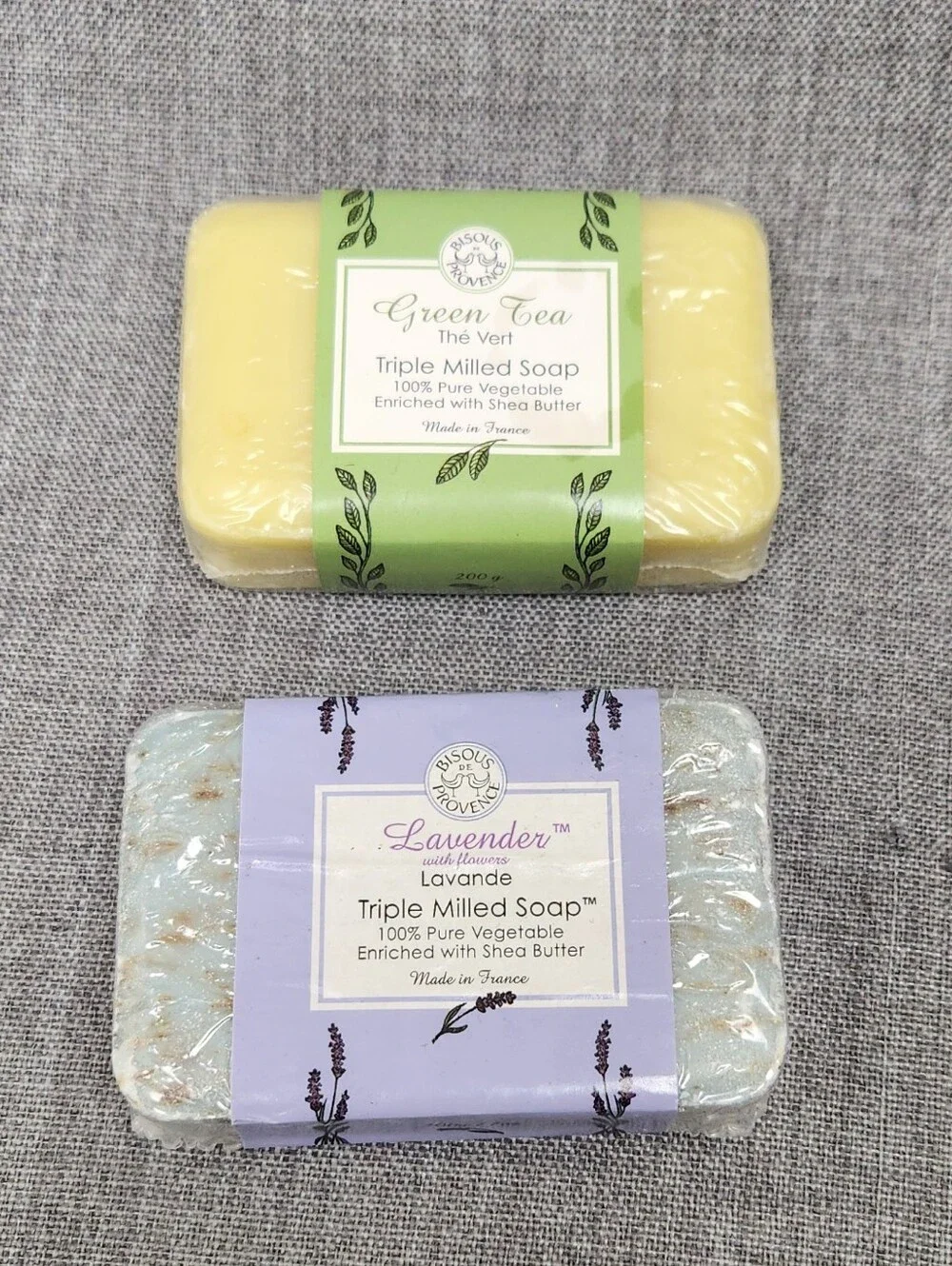 Trader Joe's Bisous de Provence Green Tea & Lavender Triple Milled Soap Lot.